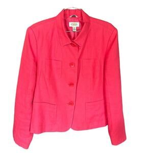 Talbots Irish linen blazer jacket, coral pink size 14 plus career